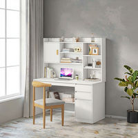 Meubles de bureau à domicile modernes, bureau d'ordinateur avec étagère, table d'ordinateur simple blanche pour l'étude et l'écriture avec tiroirs