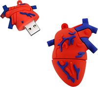 Médico USB Stick 64GB USB 2,0 Flash Drive dibujos animados novedad órgano en forma de corazón Memory Stick silicona goma Pendrive