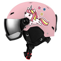 Casque de ski et de snowboard Eastinear pour adultes avec visière intégrée, motif chat de dessin animé, matériau PC/EPS, réglage par molette