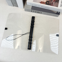 Carpeta de presupuesto de plástico transparente personal negro 6 anillos hoja suelta A5 A6 planificador Agenda cubierta Carpeta de PVC con cierre de banda elástica