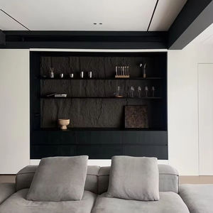 Mueble de Pared con Diseño Minimalista y Elegante, Integrado con Vinoteca y Estantes Abiertos, para Interiores Modernos de Hogares y Salas de Estar - Product Image 1