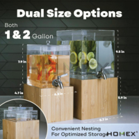 Homex | Home Kitchen Products Grand espace Distributeur de boissons Paquet de deux distributeur de boissons en acrylique avec infuseur pour fruits et herbes