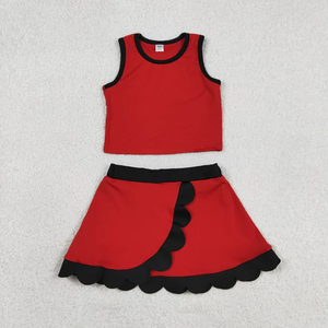 RTS New Arrive Baby Girls Kids Sleeveless Shirts Scallop Skirts Shorts Yoga Active Sets <b>Clothes</b> - Product Image 5