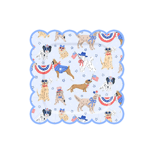 DAMAI <b>Light</b> Blue Speckled <b>Dog</b>-themed Patriotic American Flag Disposable Party Supplies Plates Cups and Napkins for the Party - Product Image 3