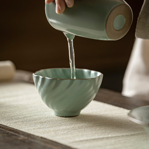 Taza de té Tianqing Ru Kiln, taza maestra de porcelana hecha a mano con esmalte craquelado, taza individual para té Kung Fu - Product Image 4