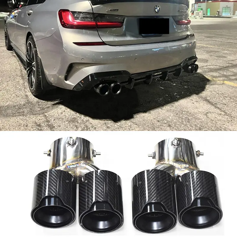 צינור פליטה SYPES עבור BMW G20 G28 M240i M340i M440i 19-22 צינורות מערכת פליטה של קצה משתיק קול סיבי פחמן