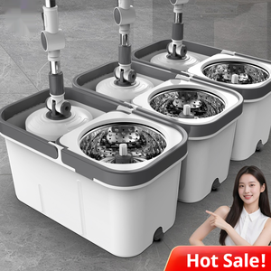 Bền 360 Sợi Nhỏ Ma Thuật Lau Với Thép Không Gỉ Cực Tự Máy Láy Đôi Xô Đặt Quay Lau Để Làm Sạch Sàn Nhà - Product Image 2