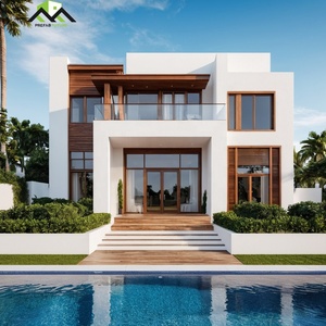 Villa Prefabricada Moderna de 2 Pisos con Estructura de Acero Ligero, Balcones de Vidrio y Detalles de Madera para Uso Residencial - Product Image 3