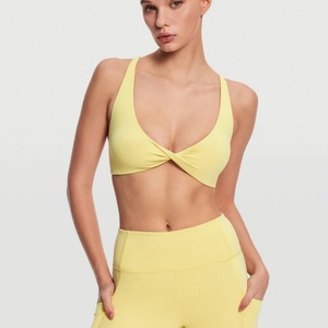 Ensemble de yoga taille haute pour femme, sans couture, jaune clair, tissu ultra doux, tenue de sport 2 pièces, fabricant OEM, grandes tailles, taille haute - Product Image 5
