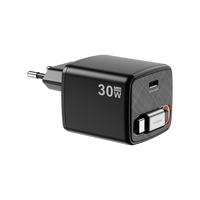 Pengisi daya ponsel 30W PD GaN, dengan kabel yang dapat ditarik colokan EU OTP & OVP proteksi pengisi daya telepon PD 3.0