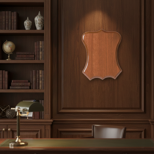 Targa in Legno Marrone Chiaro 180x230x15 mm a Forma di Scudo per Esposizione - Product Image 3