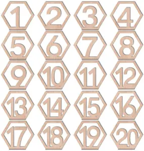 Tailai-Mesa de números de madera para interiores y exteriores, soporte de números con Base hexagonal, números de mesa para decoración de boda