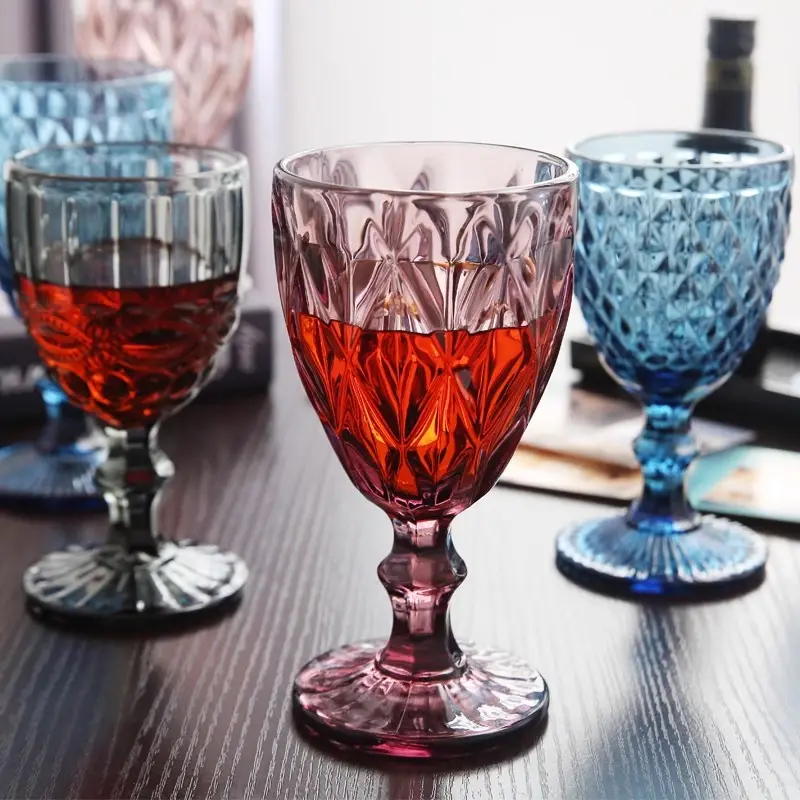 Samlife all'ingrosso personalizzato 6.5 oz medievale colorato bicchieri di vino diamante Vintage bicchiere di vino calice