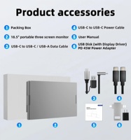 Moniteur portable pour ordinateur portable 18,5 pouces FHD 1080P à trois écrans, concentrateur de productivité, un seul câble Type-C, pour le multitâches en bureau