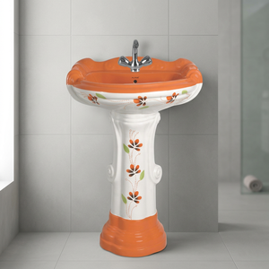 ชุดอ่างล้างหน้าเซรามิกดีไซน์สีเขียวพร้อมฐานตั้งพื้น - Product Image 3