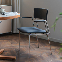 Chaise de salle à manger empilable en bois de noyer et frêne avec dossier et structure en acier inoxydable, mobilier de restaurant vintage, assise nordique moderne pour la maison