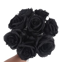 Roses noires fleur artificielle Roses noires fausse fleur de soie longue tige réaliste velours roses maison décoration de fête de mariage