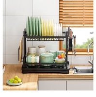 Égouttoir à vaisselle multifonctionnel à double niveau pour évier de cuisine, supports de rangement réglables en acier inoxydable antirouille