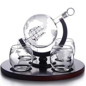 Etched Globe <strong>Whiskey</strong> Decanter <strong>Set</strong> - Product Image 1