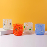 Gobelet en verre à motif de Noël à pois colorés, 400 ml, réutilisable, pour boissons froides, pour verrerie