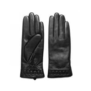 Guantes de invierno de cuero marrón para mujer, lo más vendido - Product Image 1