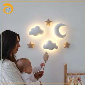 Adorno de Pared de Fieltro Suave con Forma de Estrella y Nube, Decoración Neutral Estilo Boho para Cuarto de Bebé, Baby Shower, Fiesta de Cumpleaños, Decoración de Habitación Infantil - Product Image 2