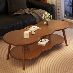 Wood <b>Coffee</b> <b>Table</b> With Shelf For Living Room Sofa <b>Small</b> Apartment Modern Design - Product Image 1