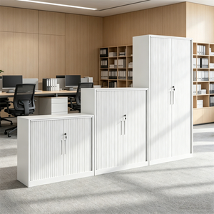 Armoire de bureau en acier à porte coulissante, avec serrure antivol, style minimaliste moderne, mobilier commercial - Product Image 3