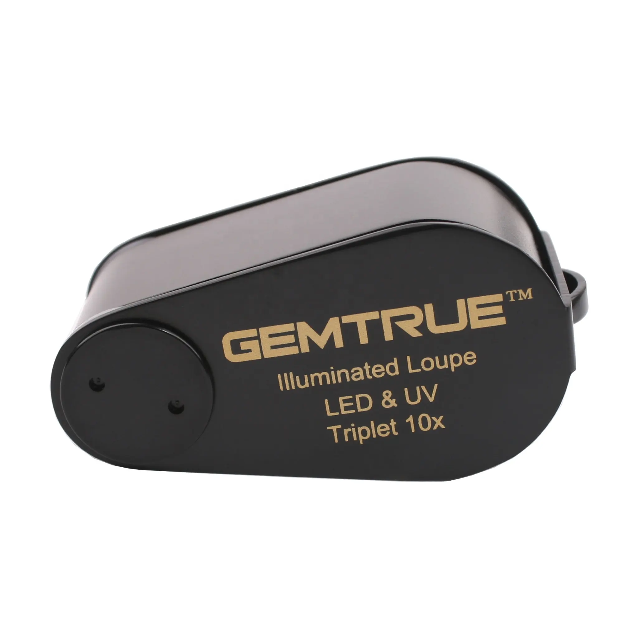 GEMTRUE profesyonel ışıklı 10X 20.5mm üçlü elmas takı LED büyüteç optik mücevher UV ışık ile büyüteç döngü