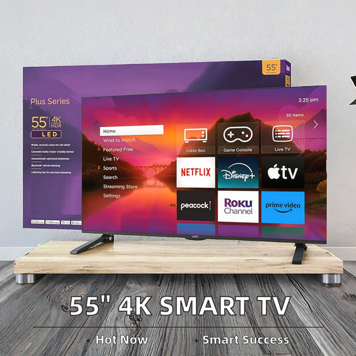 Global Version 55 Inch 4k UHD Android Borderless Smart TV Supports T2 ATSC LED Hotel Use