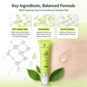 Gel anti-acné réparateur rapide et efficace pour cicatrices d'acné, élimination des taches, réduction des pores, crème visage anti-acné à 14% d'acide azélaïque, vente en gros - Product Image 2