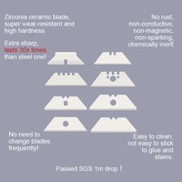 Lames de couteau à découper en céramique de zircone haute dureté MIDDIA, lames de rechange trapézoïdales pour couteau utilitaire industriel