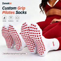 Chaussettes de Pilates ZONEKKI personnalisées à motif jacquard, imprimées colorées, antidérapantes, pour femmes, amusantes, mignonnes, à volants, avec grip pour le yoga