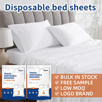 Kit de linge de lit plié Queen-Size portable 4 pièces housse de couette et taie d'oreiller jetables pour la maison ou le voyage