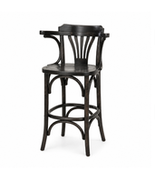 Tabouret de bar haut en bois de hêtre massif courbé avec accoudoirs