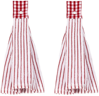 Lot de 2 serviettes de cuisine rectangulaires rayées 100 % coton absorbantes à suspendre