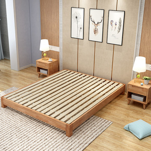 Nordic Solid Wood Tatami <b>Bed</b> Platform Low <b>Bed</b> Natural Walnut Color <b>Space</b> <b>Saving</b> Guesthouse <b>Bed</b> Frame - Product Image 3