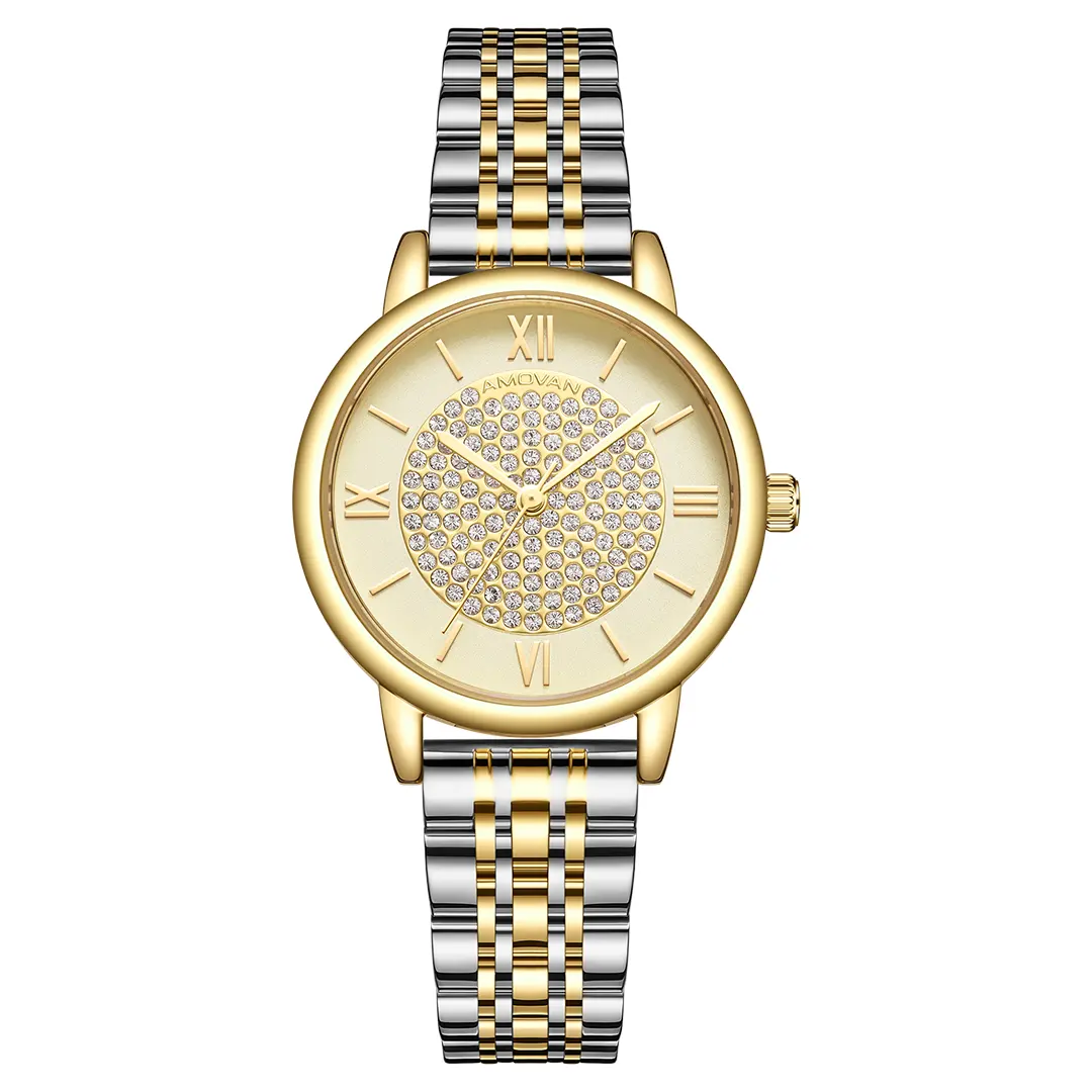 AMOVAN-relojes de mano de diamante personalizados para mujer, venta al por mayor, 2022
