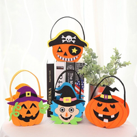 Sacs à bonbons en feutre d'Halloween, sacs fourre-tout réutilisables pour friandises (citrouille, chauve-souris, araignée), sacs cadeaux pour enfants pour la fête de la Toussaint, pour usage extérieur