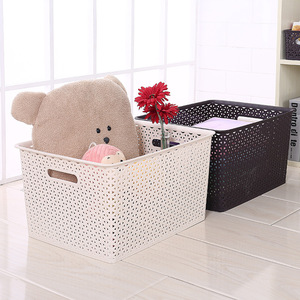 Storage Basket Rectangle With Handle Off White Brown White 9009 For Home Organization - Product Image 3