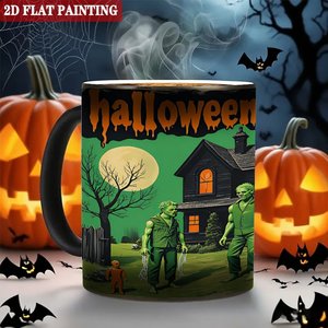 Mug en céramique 2D pour enfants, peinture à changement de couleur, 11 oz, design sensible à la chaleur, Halloween - Product Image 6