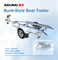 Remorque de bateau monocylindre de type étagère Aoemai avec une charge utile de 400 kg pour petits bateaux de 3,6 à 4 m (4050x1550 mm)