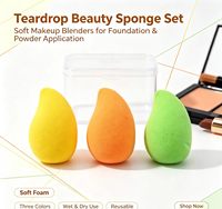 Spons Makeup Bentuk Mangga Grosir Bebas Lateks Spons Kecantikan Lembut untuk Foundation Cair Krim Buah Kemasan Logo Kustom