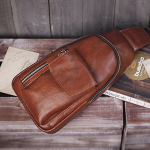 Dujiang Genuine Leather Chest <b>Bag</b> Men's Crossbody Multifunctional Outdoor Casual <b>Bag</b> Dark Brown Spring 2023 - Product Image 3