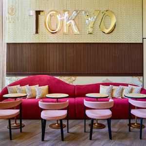 Project Supply Silla de salón de acero inoxidable de tela y mesa redonda Muebles de Bar de hotel para salón <span class=keywords><strong>social</strong></span> Moxy - Product Image 5