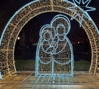Décorations de Noël pour l'extérieur, ornements de jardin, lumières LED 3D, motif de Jésus, scène de la Nativité, figurines de Noël