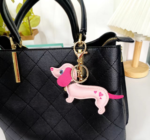 Nuevo Llavero de Cuero con Forma de Corazón Amarillo y Rosa para Perro Salchicha, Estilo Estrella, Colgante para Bolso de Cachorro - Product Image 2