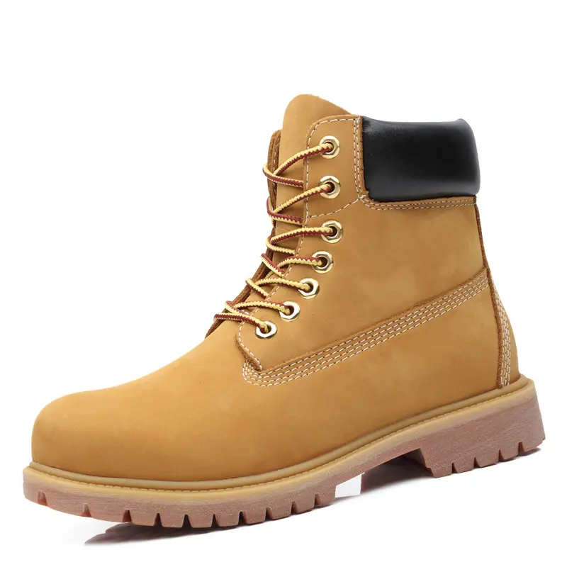 Wholesale yellow non-slip fashion wear-resistant snow boots brown martin boots custom men safety shoes boots
