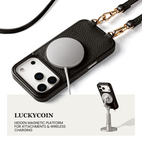 Étui portefeuille pour téléphone portable en cuir de vachette véritable avec longue bandoulière pour iPhone 17 18 Pro Max Prix usine