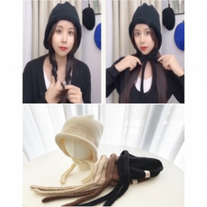 Sarawang cappello da donna in maglia invernale cappello a secchiello quotidiano in lana con regalo di pelliccia - Product Image 1